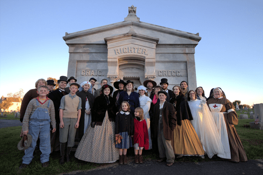Cast in front of crypt