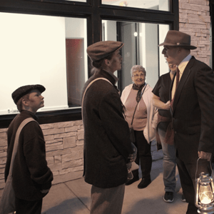 Man and children