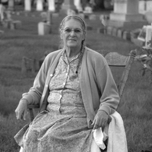 Woman in cemetery