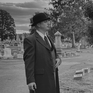 Man in cemetery